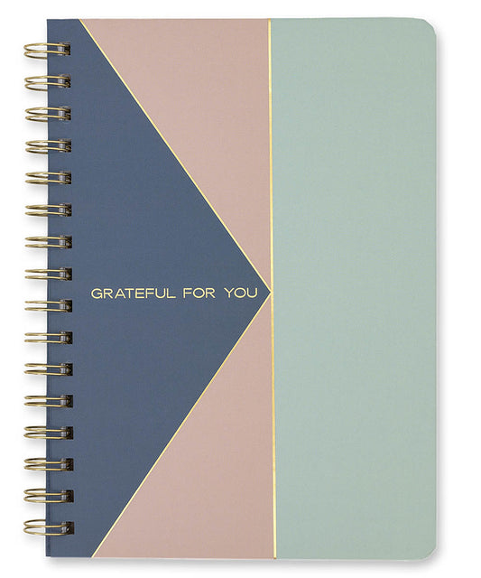 Spiral Notebook - "Grateful for You" in Gold Leaf - Geometric Pattern Design (Hardcover | Lined)